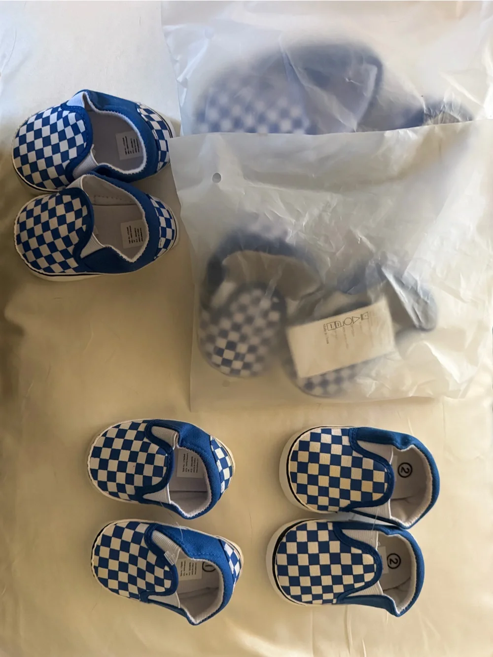 NWT PatPat Infant Sk8r Slip-On Checkerboard Canvas Booties Blue/White~ Multi Sz